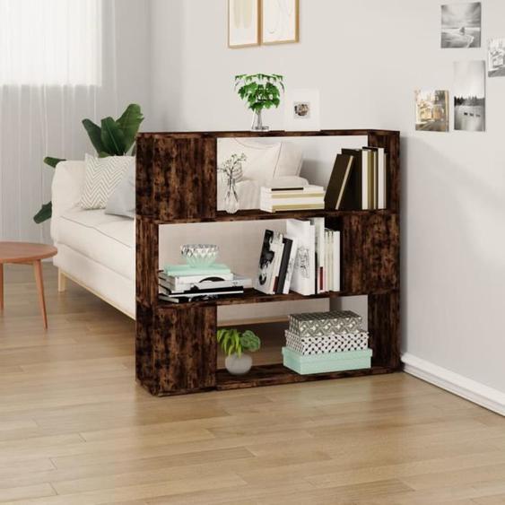 vidaXL Bibliothèque-Séparateur de pièce Chêne fumé 100x24x94 cm 826647