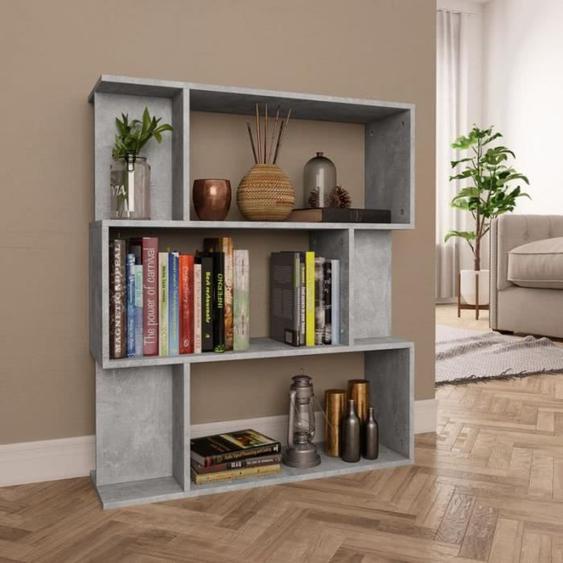 vidaXL Bibliothèque/Séparateur de pièce Gris béton Bois d’ingénierie 800085