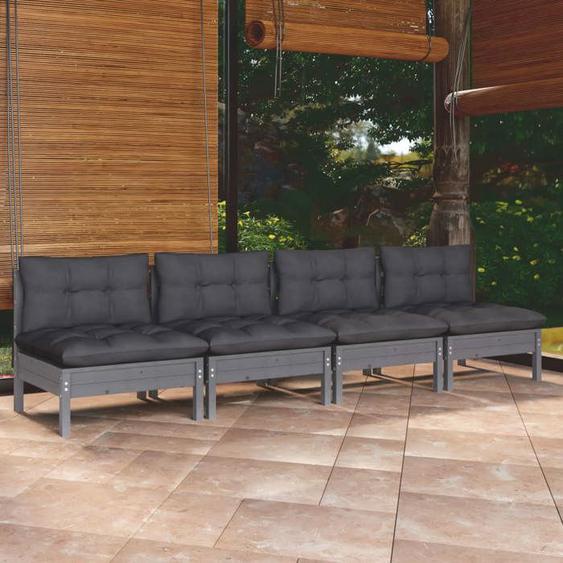 vidaXL Bois de Pin Canapé 4 Places de Jardin avec Coussins Canapé de Terrasse Canapé dExtérieur Meuble de Patio Meuble 3096126