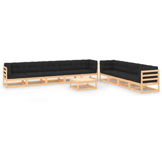 vidaXL Bois de Pin Salon de Jardin 10 pcs avec Coussins Mobilier de Patio Meubles dExtérieur Ensemble de Meubles de 3083870