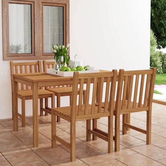 vidaXL Bois de Teck Solide Ensemble de Salle à Manger de Jardin 5 pcs Mobilier à Dîner Salon de Jardin Table et Chaises de 3059929