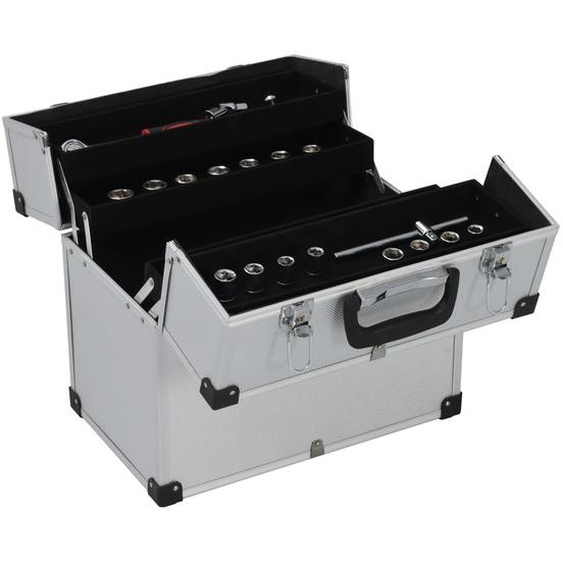 vidaXL Boîte à outils 38x22,5x34 cm Argenté Aluminum