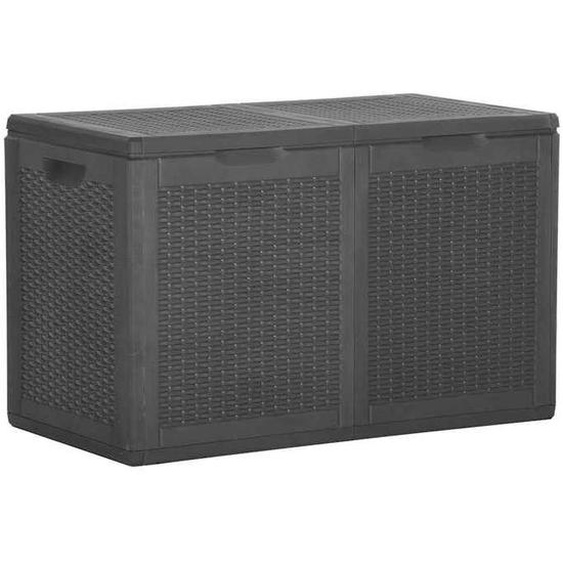 vidaXL Boîte de rangement de jardin 180 L Noir PP Rotin