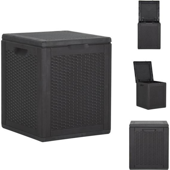 vidaXL Boîte de rangement de jardin 90 L Noir PP Rotin - Boîtes de jardin