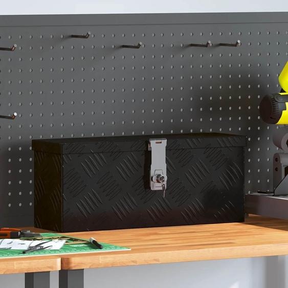 vidaXL Boîte de rangement noire 50x15x20,5 cm aluminium