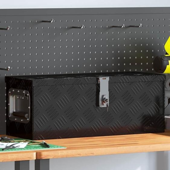 vidaXL Boîte de rangement noire 60x23,5x23 cm aluminium