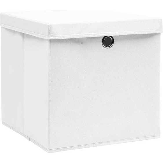 vidaXL Boîtes de rangement avec couvercles 10 pcs. 28x28x28 cm blanc