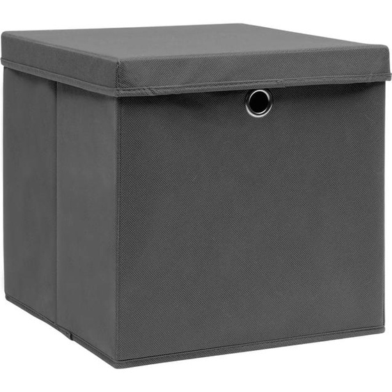 vidaXL Boîtes de rangement avec couvercles 10 pcs. 28x28x28 cm Gris