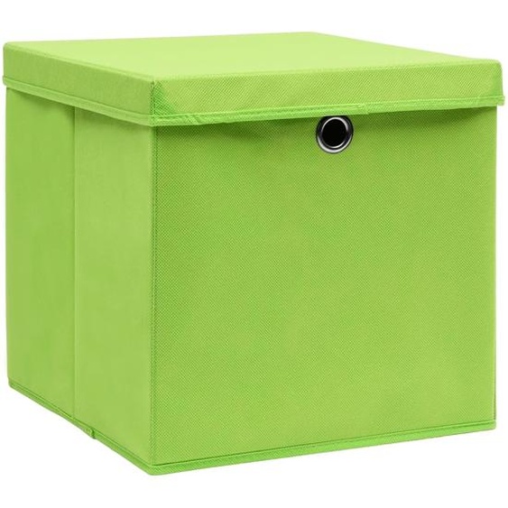 vidaXL Boîtes de rangement avec couvercles 10 pcs. 28x28x28 cm vert