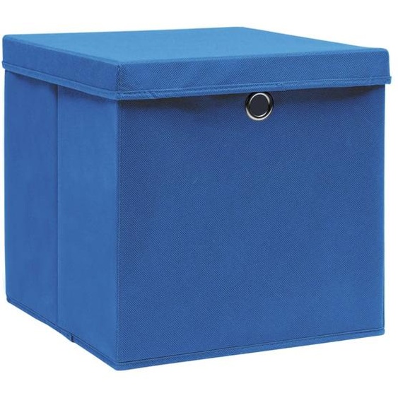 vidaXL Boîtes de rangement avec couvercles 10 pcs. Bleu 32x32x32 cm Tissu