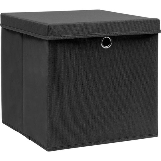 vidaXL Boîtes de rangement avec couvercles 10 pcs. noir 32x32x32cm tissu