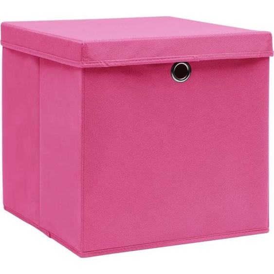 vidaXL Boîtes de rangement avec couvercles 10 pcs. Rose 32x32x32 cm Tissu
