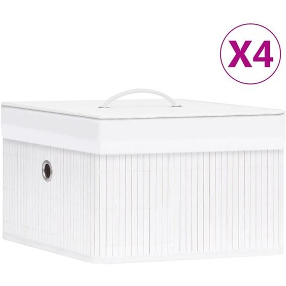 vidaXL Boîtes de rangement en bambou 4 pcs. Blanc