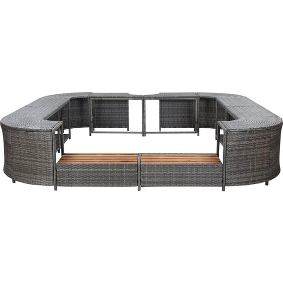 vidaXL Bordure de spa Carré Gris 268x268x55 cm Poly rotin