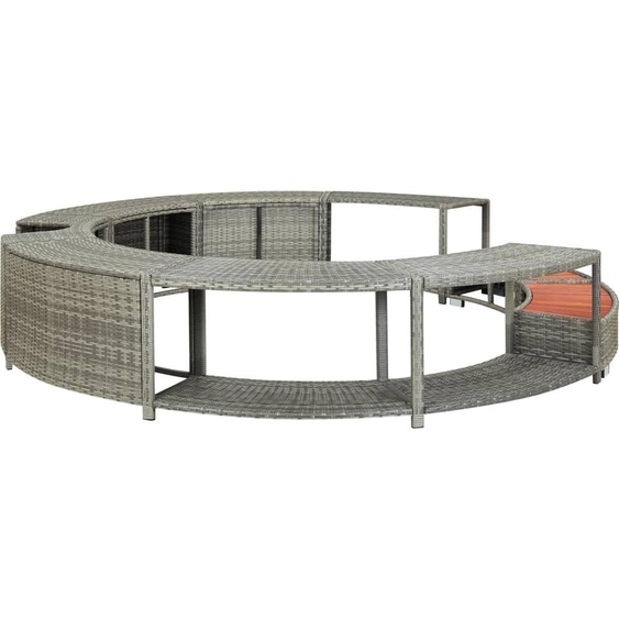 vidaXL Bordure de spa Gris Poly rotin
