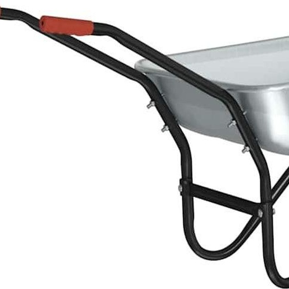 vidaXL Brouette argent et noir 133 x 62,5 x 58 cm acier