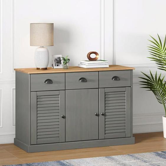 vidaXL Buffet avec tiroirs VIGO 113x40x75 cm gris bois massif de pin 353192
