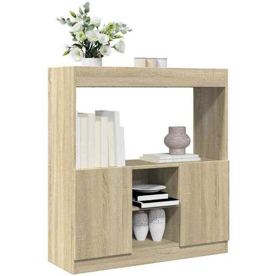 vidaXL Buffet haut chêne sonoma 92x33x100 cm bois dingénierie, armoire à livres, armoire à livres moderne, étagère à livres 855126