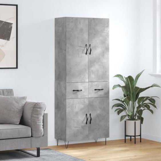 vidaXL Buffet haut Gris béton 69,5x34x180 cm Bois dingénierie 3198181
