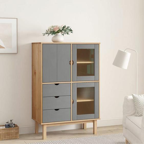 vidaXL Buffet haut OTTA Marron et gris 85x43x125 cm Bois massif pin 351307