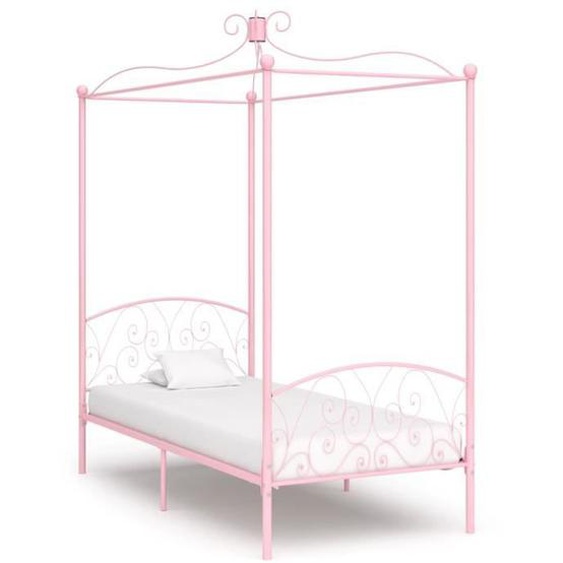 vidaXL Cadre de lit à baldaquin Rose Métal 90 x 200 cm