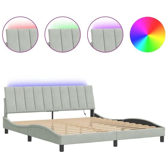 vidaXL Cadre de lit avec LED sans matelas Hanko gris clair 180x200 cm velours