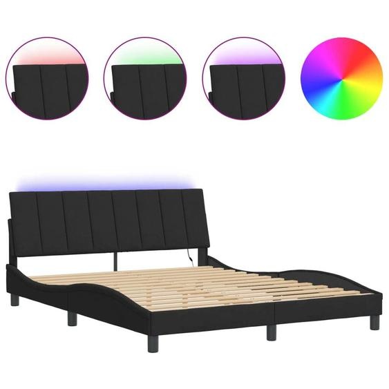 vidaXL Cadre de lit avec LED sans matelas Hanko noir 160x200 cm velours