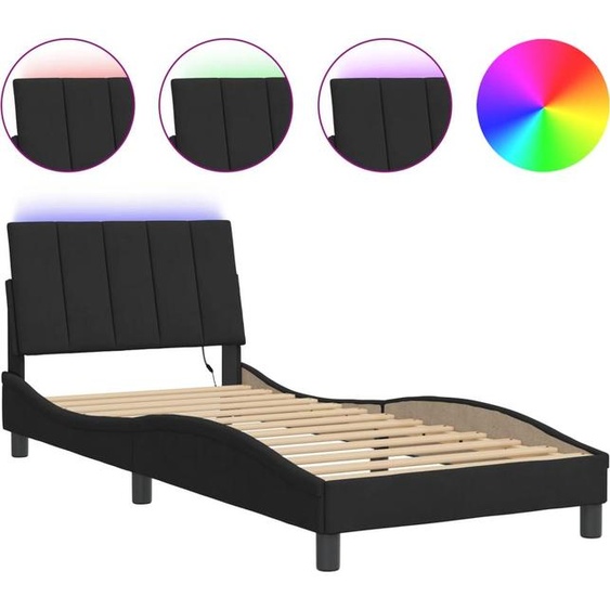 vidaXL Cadre de lit avec LED sans matelas Hanko noir 90x200 cm velours