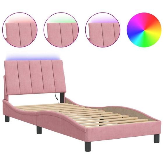 vidaXL Cadre de lit avec LED sans matelas Hanko rose 80x200 cm velours