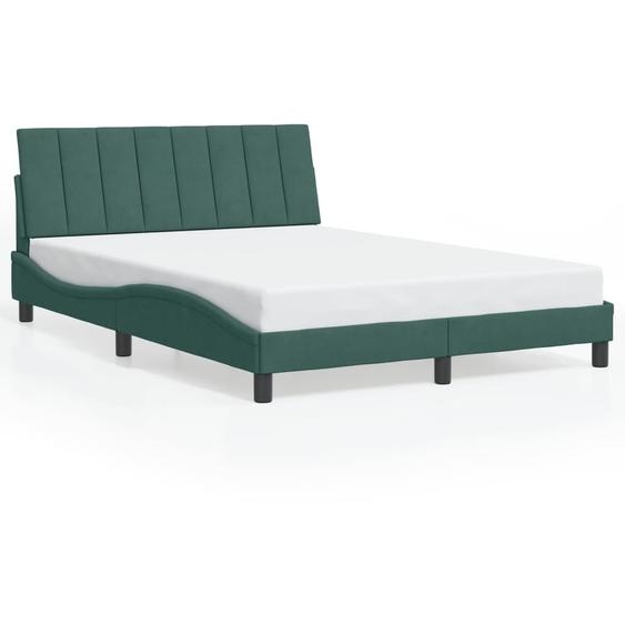 vidaXL Cadre de lit avec LED sans matelas Hanko vert foncé 140x190 cm velours