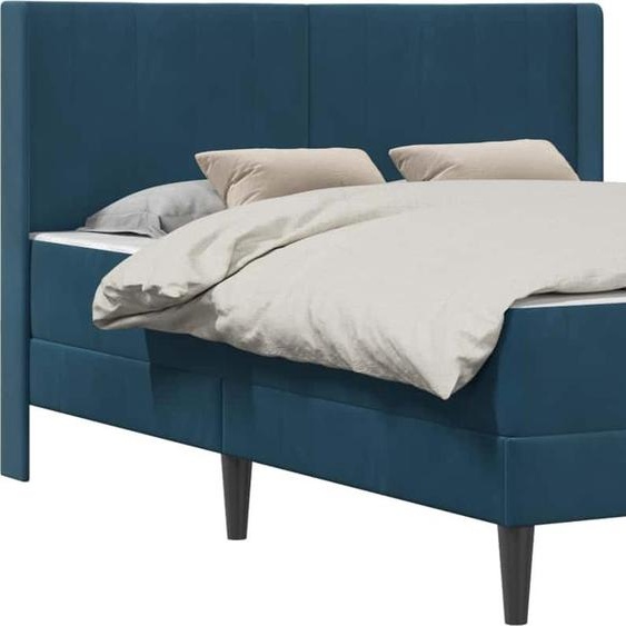 vidaXL Lit avec matelas et tête de lit, bleu, 140 x 200 cm, velours