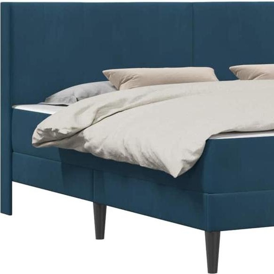 vidaXL Lit avec matelas et tête de lit, bleu, 200 x 200 cm, velours