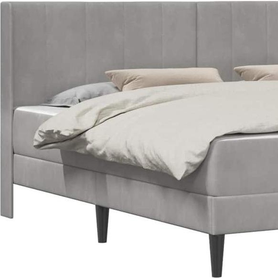 vidaXL Cadre de lit avec matelas gris clair 180 x 200 cm velours
