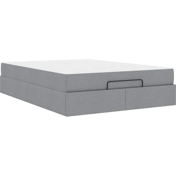 vidaXL Cadre de lit avec matelas gris clair 140 x 190 cm Tissu