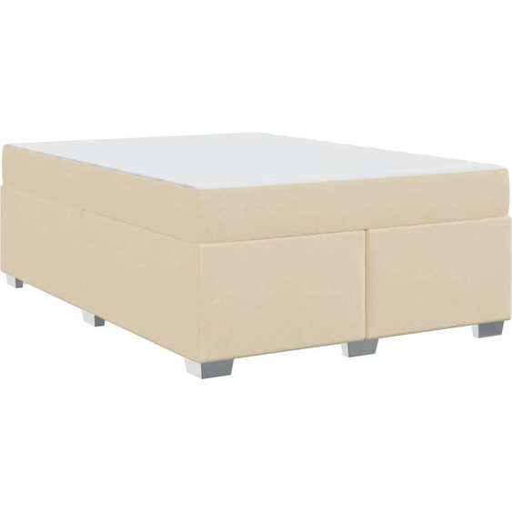 vidaXL Cadre de lit avec matelas Crème 140 x 200 cm Tissu