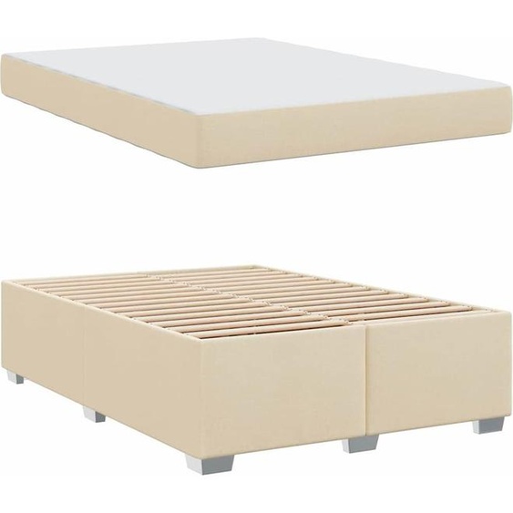 vidaXL Cadre de lit avec matelas Crème 160 x 200 cm Tissu