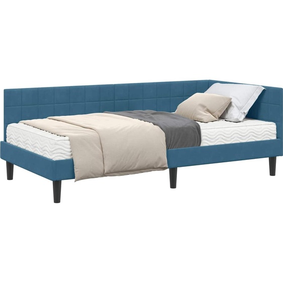 vidaXL Cadre de lit dangle avec matelas avec tête de lit 2 pcs bleu velours