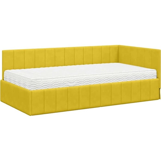 vidaXL Cadre de lit dangle avec matelas avec tête de lit jaune 100 x 200 cm velours
