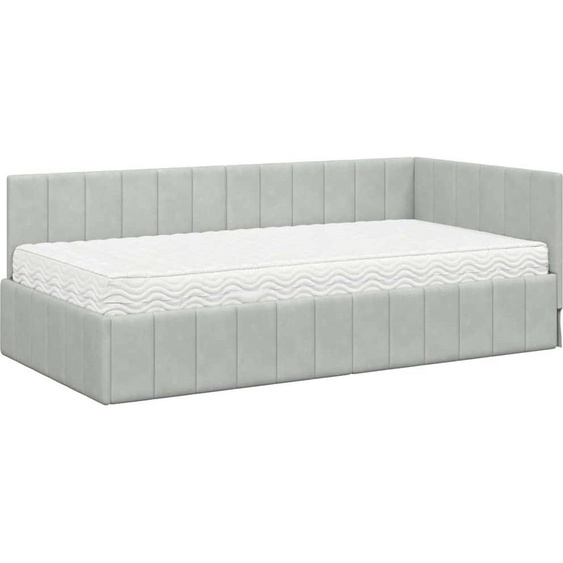 vidaXL Cadre de lit dangle avec matelas gris clair 90 x 200 cm velours
