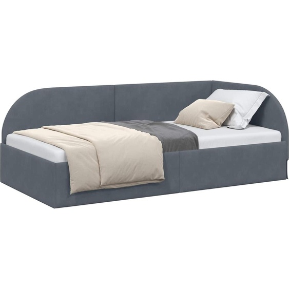 vidaXL Cadre de lit dangle avec tête de lit gris foncé 90 cm x 190 cm velours