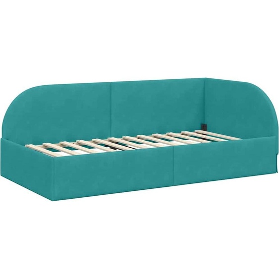 vidaXL Sommier dangle avec tête de lit turquoise 100 cm x 200 cm velours