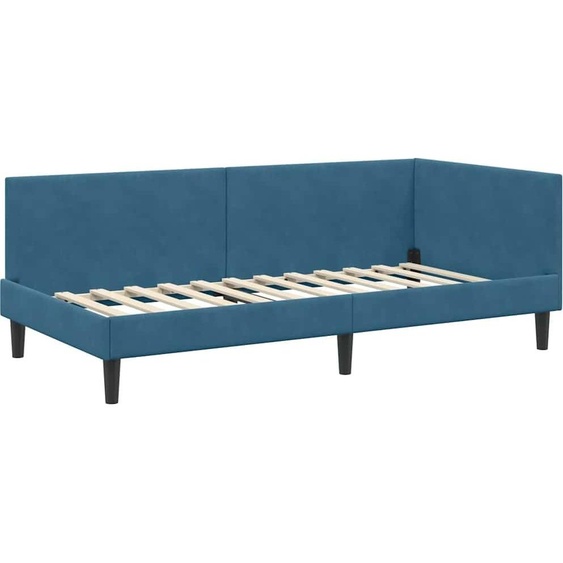 vidaXL Cadre de lit dangle avec tête de lit bleu 100 cm x 200 cm Tissu