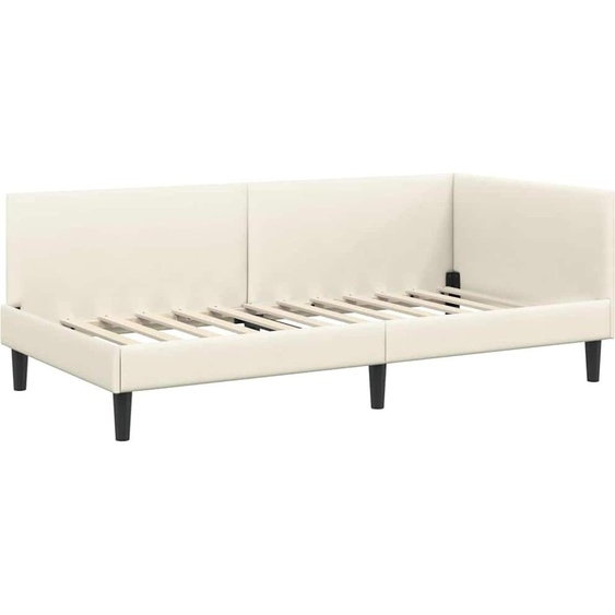 vidaXL Cadre de lit dangle avec tête de lit Crème 90 cm x 200 cm Tissu