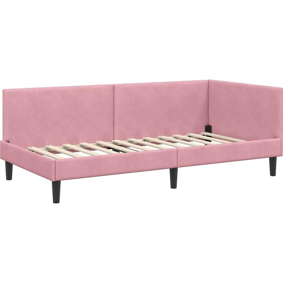 vidaXL Cadre de lit dangle avec tête de lit Rose 100 cm x 200 cm Tissu