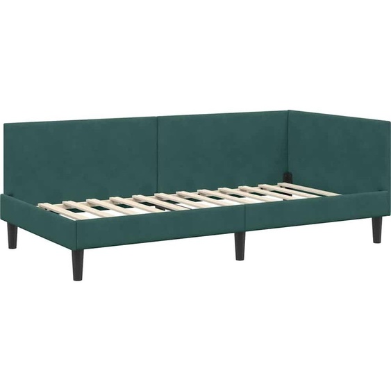 vidaXL Cadre de lit dangle avec tête de lit vert foncé 90 cm x 200 cm Tissu