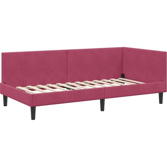 vidaXL Cadre de lit dangle avec tête de lit vin rouge 100 cm x 200 cm Tissu
