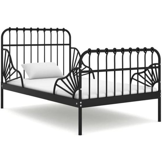 vidaXL Cadre de lit extensible Noir Métal 80x130-200 cm