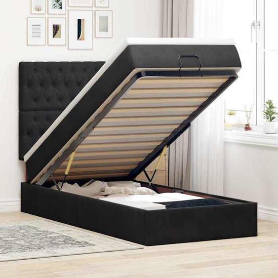 vidaXL Cadre de lit ottoman avec matelas noir 90x200 cm velours, cadre de lit, cadre de lit rembourré, cadre de lit ottoman 3314368