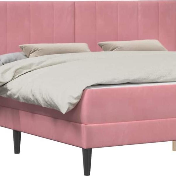 vidaXL Lit avec matelas et tête de lit rose 180 x 200 cm, velours