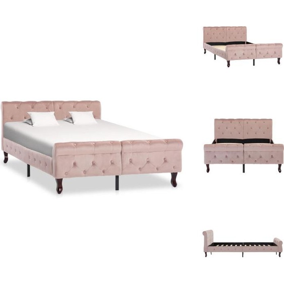 vidaXL Cadre de lit rose velours 120x200 cm - Lits et sommiers à lattes